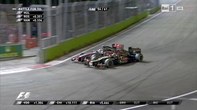 Lo strepitoso sorpasso all'esterno in curva di Raikkonen ai danni di Button che consentir al finlandese di salire sul podio. IPP